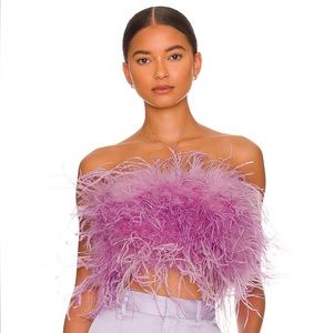 LaMarque Zaina Lavender Ostrich Feather top Size Small